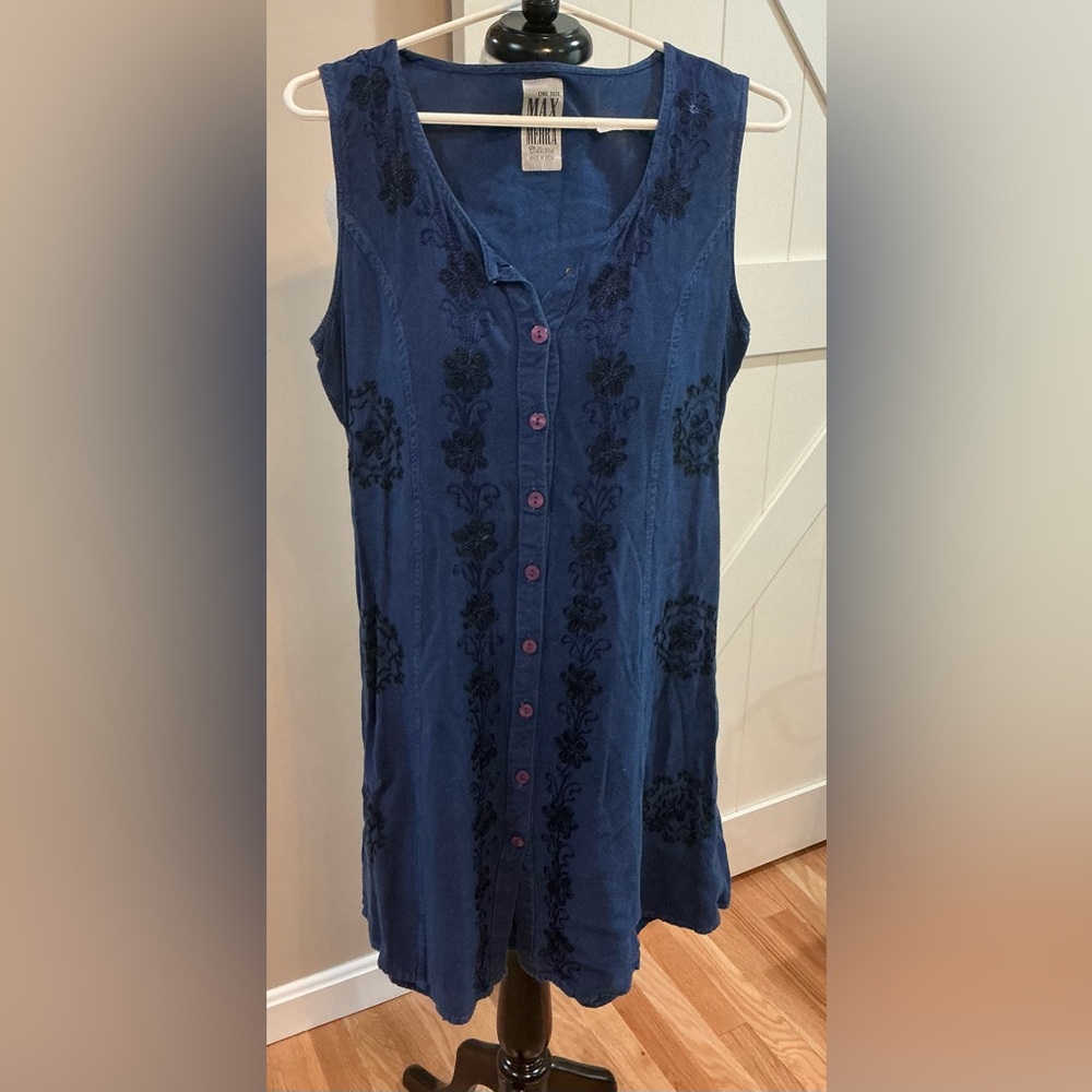 Blue Sleeveless Midi Dress